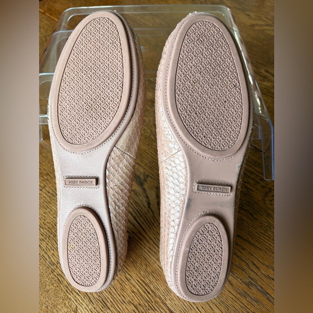 Tory Burch Minnie Embossed Leather Ballet Flat Meadowsweet Pink Size 9 US - Picture 9 of 11